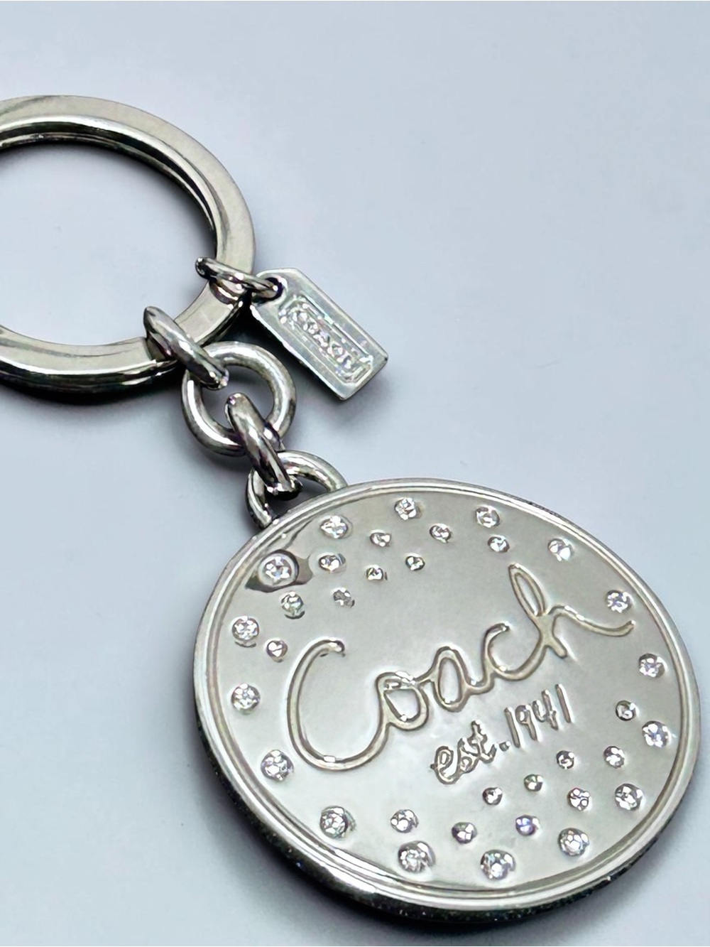 COACH Pavé Crystal Script Bag Charm/Keyring